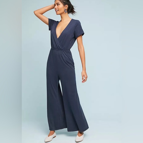 saturday sunday Pants - Anthropologie Saturday Sunday Elmira Jumpsuit Romper Navy Blue Color size Small